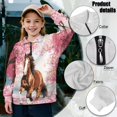 thumbnail image 6 of Uorisanigo Girls Half Zipper Sweatshirts Oversized Long Sleeve Lapel Zipper Sweatshirts Drop Shoulder Cherry Blossom Horse Cropped Pullover Hoodies for Teen Girl Athletic Outerwear, 6 of 7