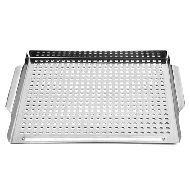 Stainless Steel Grill Topper Pan Heavy Duty Grill Topper Bbq Vegetables Grill Basket Outdoor