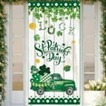 thumbnail image 4 of LUODU 6x3 Ft Happy Irish Day Door Cover Cute Cat Door Decoration Kitty with Green Hat Scarf Spring Door Banners Saint Day Party Decors Irish Day Outdoor Party for House, 4 of 5