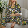 thumbnail image 6 of Picia Sugar Skulls Pattern Women’s Long-Sleeve Sleepwear Set - Soft 2-Piece Loungewear with Pockets, Comfy PJs for Relaxing Nights-X-Large, 6 of 7