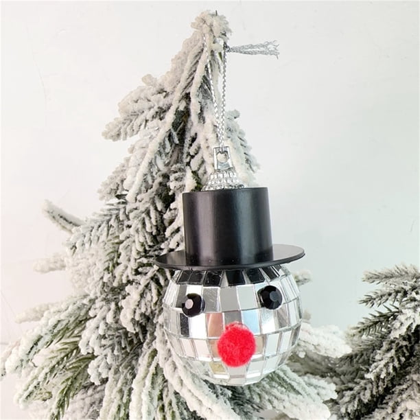 Adorno Navideño de Espejo con Colgante de Muñeco de Nieve | Decoración de Muñeco de Nieve Reflectante Artesanal | Adorno Festivo para Árbol | Centro de Mesa y Repisa | Regalo Navideño Único para Fami
