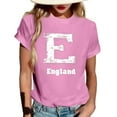 thumbnail image 4 of NAMTYQX Shirts for Women Trendy Summer Soft Crewneck Loose Basic Stretch Short Sleeve Patterned Plus Size Fullprint Ladies Tops and Blouses Pink Size 5XL, 4 of 5