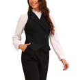 thumbnail image 4 of INSPIRE CHIC Women's Waistcoat Notched Lapel V Neck Double Breasted Sleeveless Suit Vests XS Black, 4 of 6