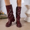 thumbnail image 6 of Womens Platform Boots,Knee High Boots for Women - Modern Tall Dress Boots with Clean Structured Upper,Round Toe Knee Boots,Platform Sole and Slouchy Shaft Fashion Boots, Casual Footwear for Winter, 6 of 7