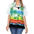 thumbnail image 6 of LA LEELA Women's Button Down Blouses Summer Beach Party Blouse Shirt Dressy Short Sleeve Button up Shirts Hawaiian T Shirts for Women XL Palm Tree View, White, 6 of 6