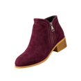 thumbnail image 2 of EKVAHL Women's Faux Suede Ankle Booties Side Zipper Chelsea Boots Low Block Heel Relaxed Fit Non‑Slip Fall Winter Short Boots Wine, 2 of 6