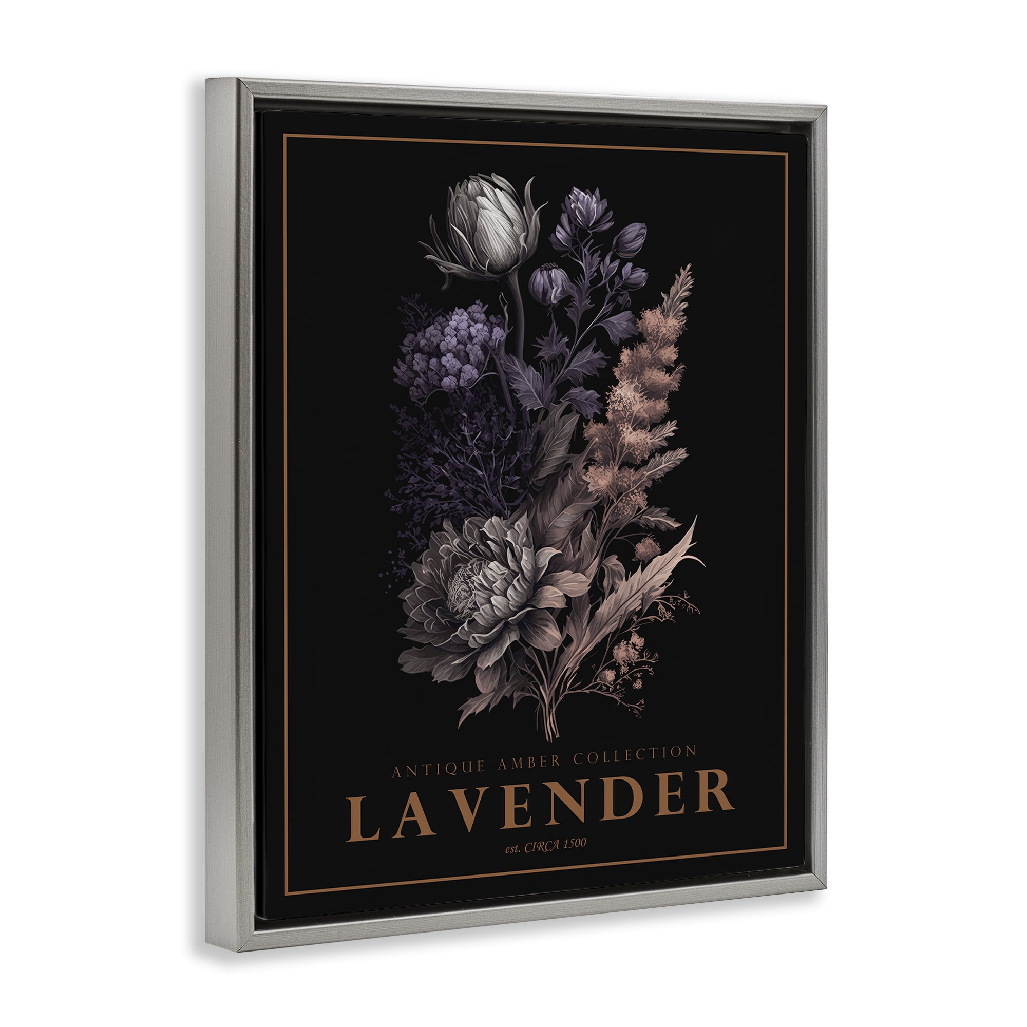 Stupell Industries Antique Lavender Bushel Gray Framed Floater Canvas Wall Art, design by Christopher Giampietro