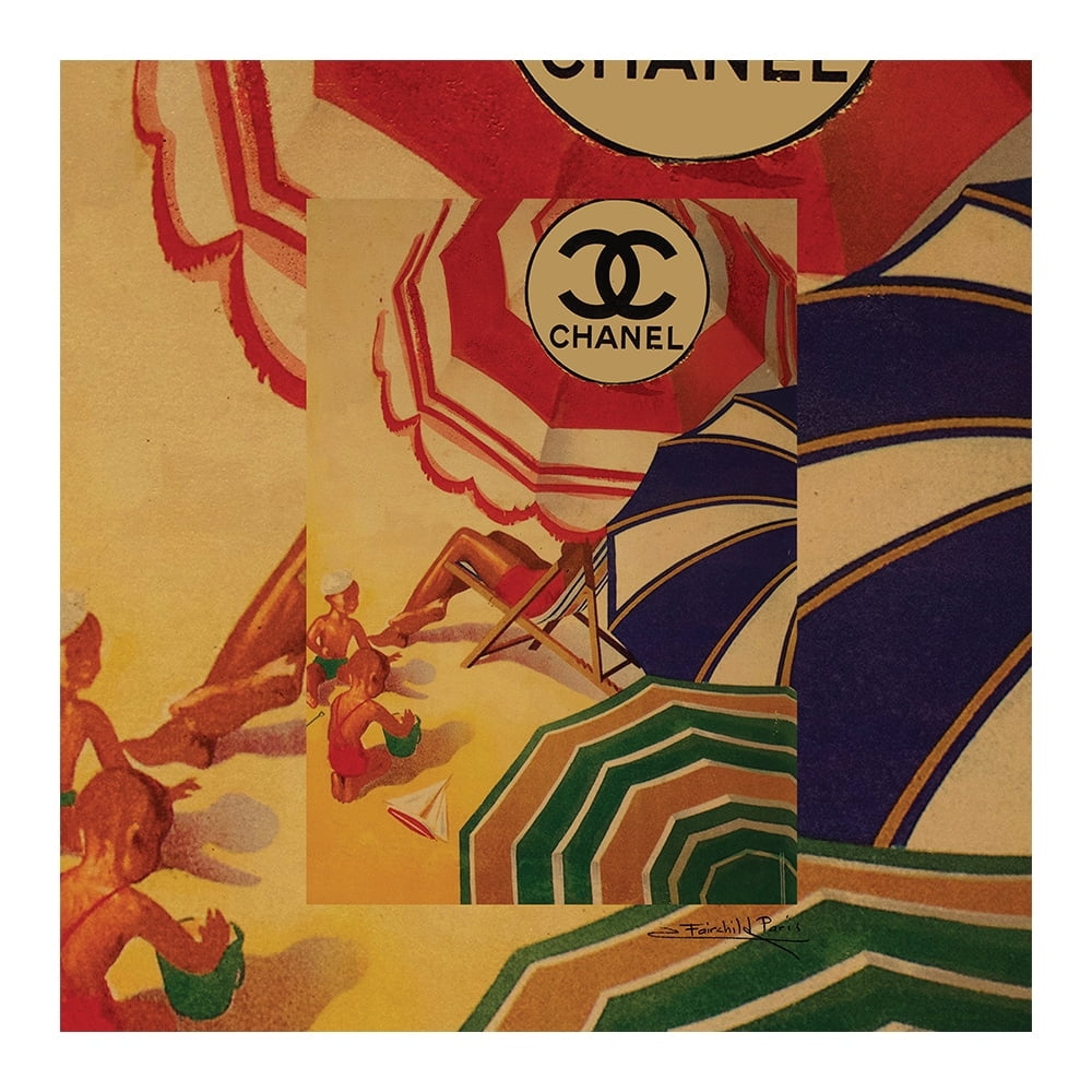 VINTAGE DESIGNER BEACH UMBRELLAS - 14"x14" Canvas Artwork 14 x 14