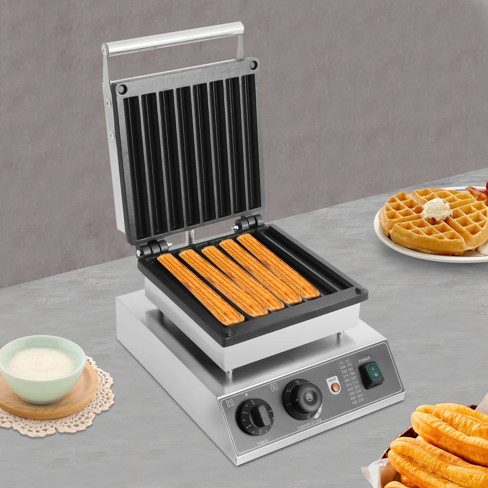 8 Pcs Commercial Waffle Maker Teflon Waffle Stick Maker 1500w Stainless Steel for Fast Food Restaurants