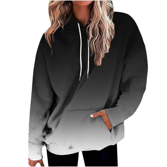 Sevevn Sweatshirts for Women Women's Fashion Printed Hooded Pocket Long Sleeve Blouse Casual Tops Sweatershirt Hoodies Gift for Adults