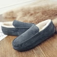 thumbnail image 4 of Dakaela Mens Slippers Memory Foam Slip on House Shoes Fleece Lined Orthopedic Plush Bedroom Moccasins, 4 of 7