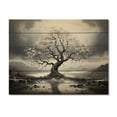 thumbnail image 3 of Designart "White Grey White Tree Mystique horizon" Landscape Trees Print on Natural Pine Wood, 3 of 5