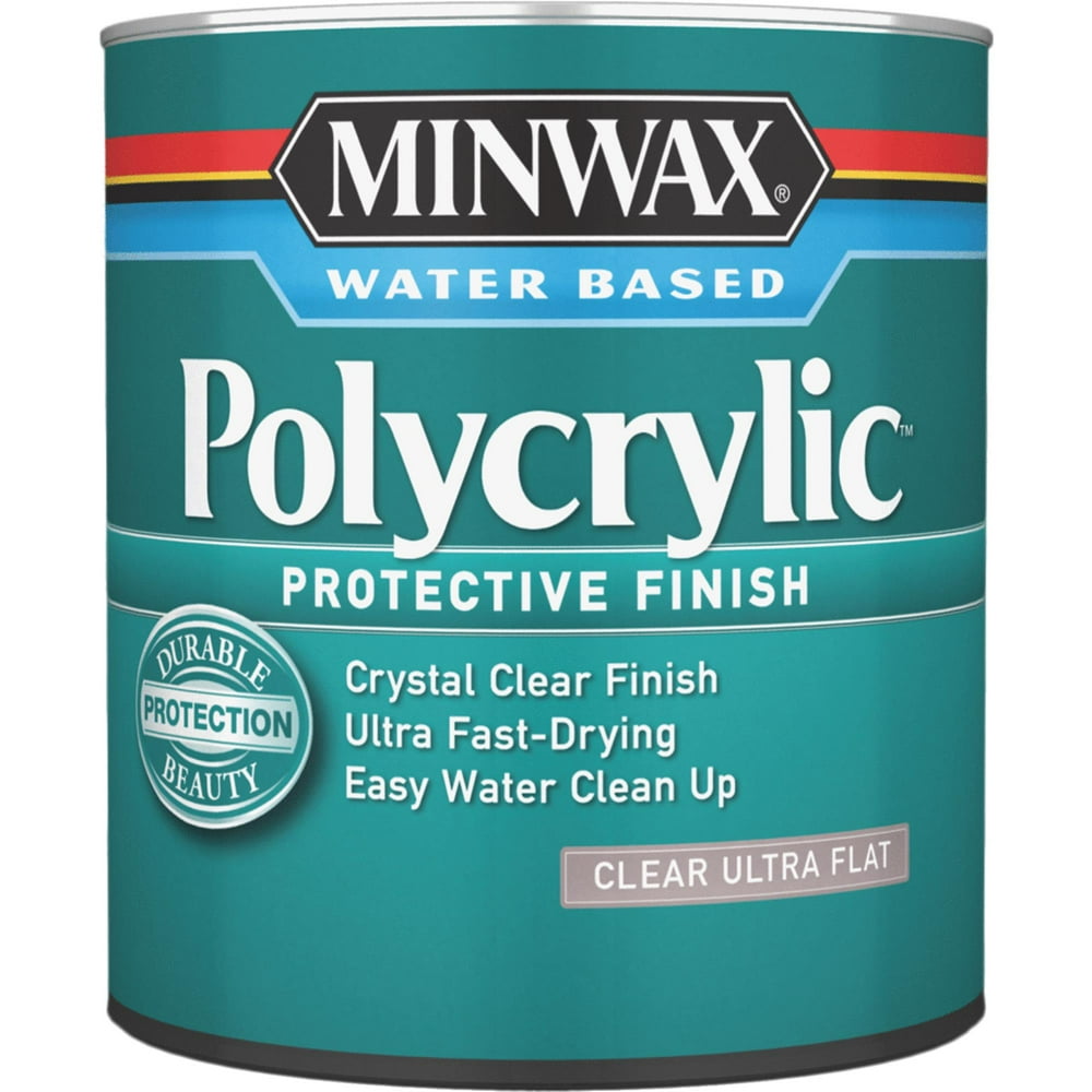 Minwax Polycrylic Protective Finish, Ultra Flat, Clear, 1 Quart