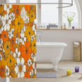 thumbnail image 3 of Boho Floral Bathroom Curtain – 72"Wx72"L Retro 1960s/70s Groovy Flower Bath Curtain for Kids, Boys, Girls, Teens – Orange Hippie Psychedelic Botanical Blossom Decor Set – Add Vibrant Hippie Vibes t, 3 of 6