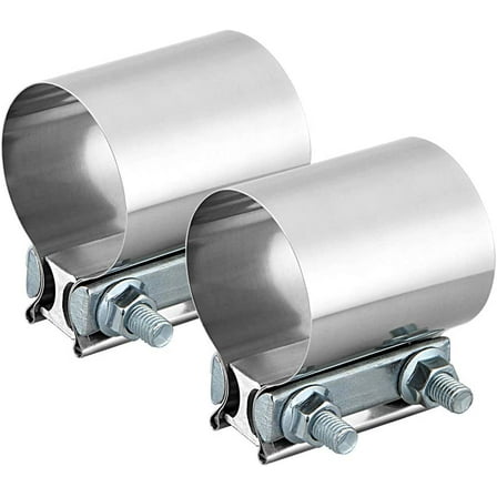 LCGP 2.5 Inch (2 1/2") Butt Joint Band Clamp Exhaust Sleeve Stainless Steel, 2 Pack