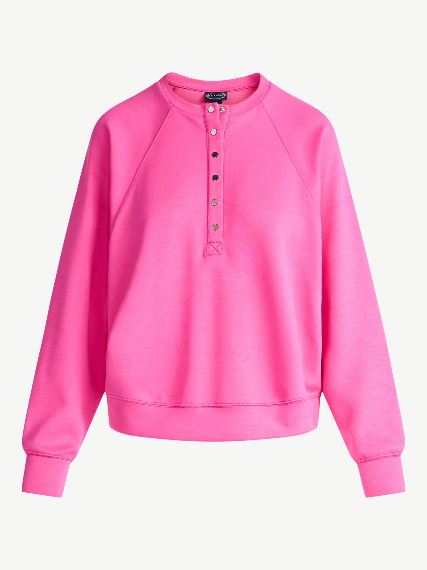 Scoop Women’s New Scubaknit Raglan Henley Top, Sizes XS-XXL