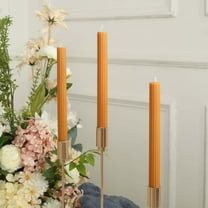 Efavormart 5 Pack | 9" Gold Premium Unscented Ribbed Wick Taper Candles, Tall Ribbon Wax Dinner Candles