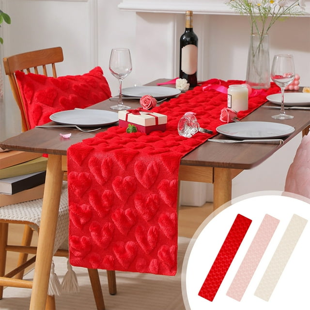 Sentmoon Table Runners Dining Table Runner Day Heart-Shaped Table Flag Dining Table Coffee Table TV Cabinet Decorative Table Flag