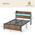 thumbnail image 3 of Coatway Full Bed Frame with LED Lights Power Outlets Storage Headboard Metal Slat Support, 3 of 9