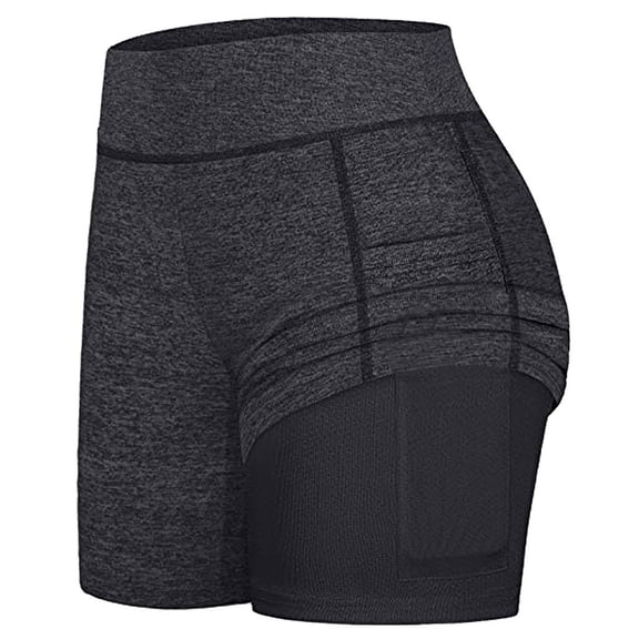 biudgviw Womens Running Shorts Inner Pockets Workout Yoga Shorts Summer High Waisted Athletic Biker Shorts