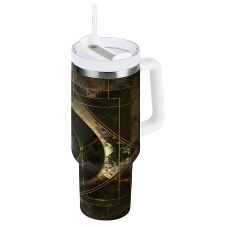 

Abstract Coffee Geometric Tumbler with Handle and Straw Lid 30 oz Insulated Vacuum Water Bottle Stainless Steel Travel Cup