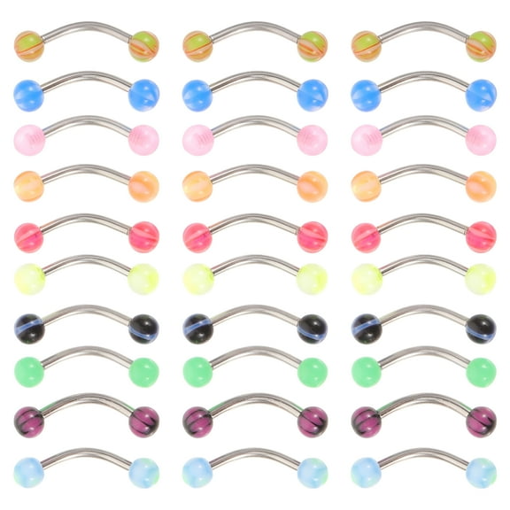 DESIGNICE 30pcs Stainless Steel Eyebrow Rings Body Piercing Jewelry