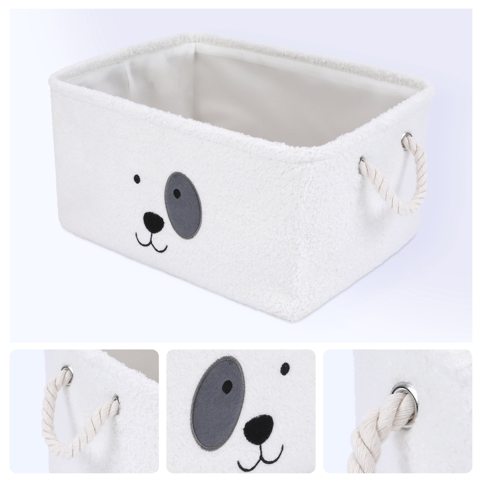 Unique Bargains Storage Cube Cotton Storage Bin with Handles for Closet Organizers White
