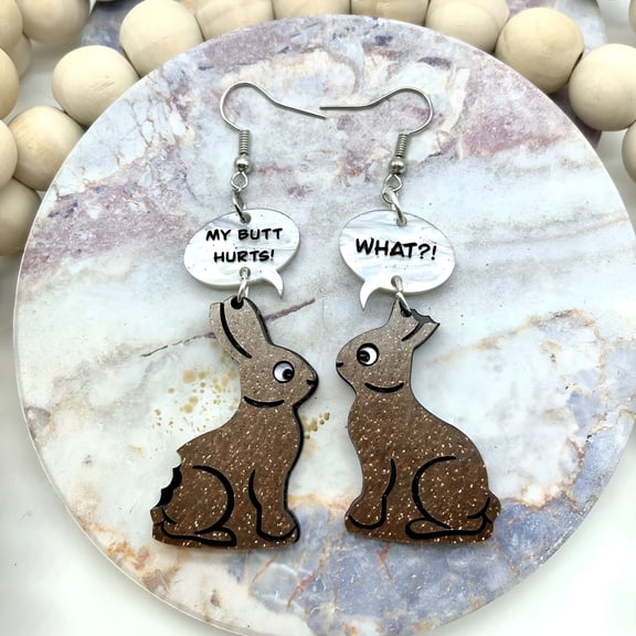 DESIGNICE Pearl Hoop Earrings Bunny Conversation Earrings Acrylic Earrings Easter Cute Bunny Earrings