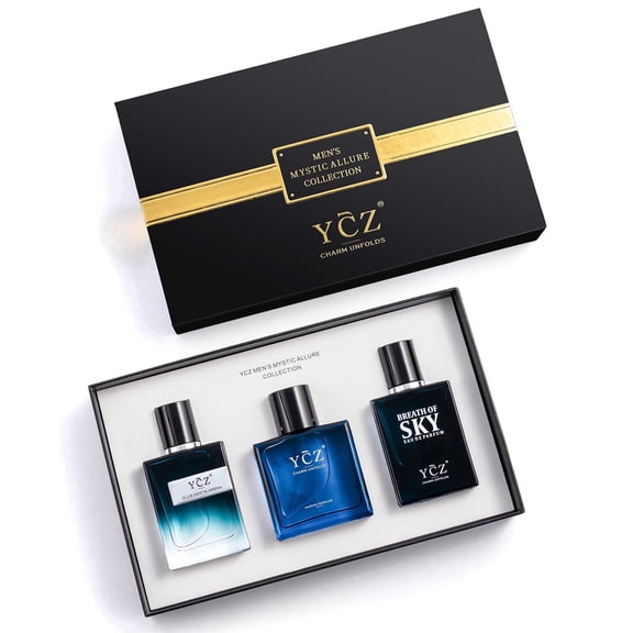 Ycz 3 in 1 Men's Cologne Gift Set,5.1 oz(3 x 1.7 oz)Long Lasting Fragrance Allure Collection - Club, Marine & Breath of Sky