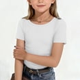 thumbnail image 2 of Girls Athletic Shirts Silm Fit Trendy Solid Color Top Gym Baby Girl Clothes Playwear White 11-12 Years, 2 of 4
