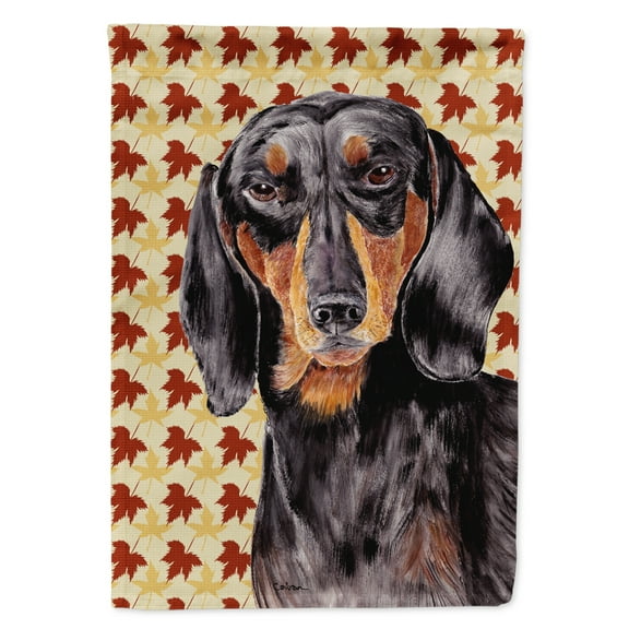 Carolines Treasures SC9203-FLAG-PARENT Dachshund Fall Leaves Portrait Flag  multicolor