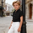 thumbnail image 7 of hotojiny Toddler Girls Button down Shirts Kids Short Sleeve Plain Boys Top Lightweight Collared Beach Travel Blouse for 3-14 Years, 7 of 7