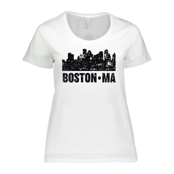 Inktastic Boston Massachusetts City Skyline with Grunge Women's Plus Size T-Shirt