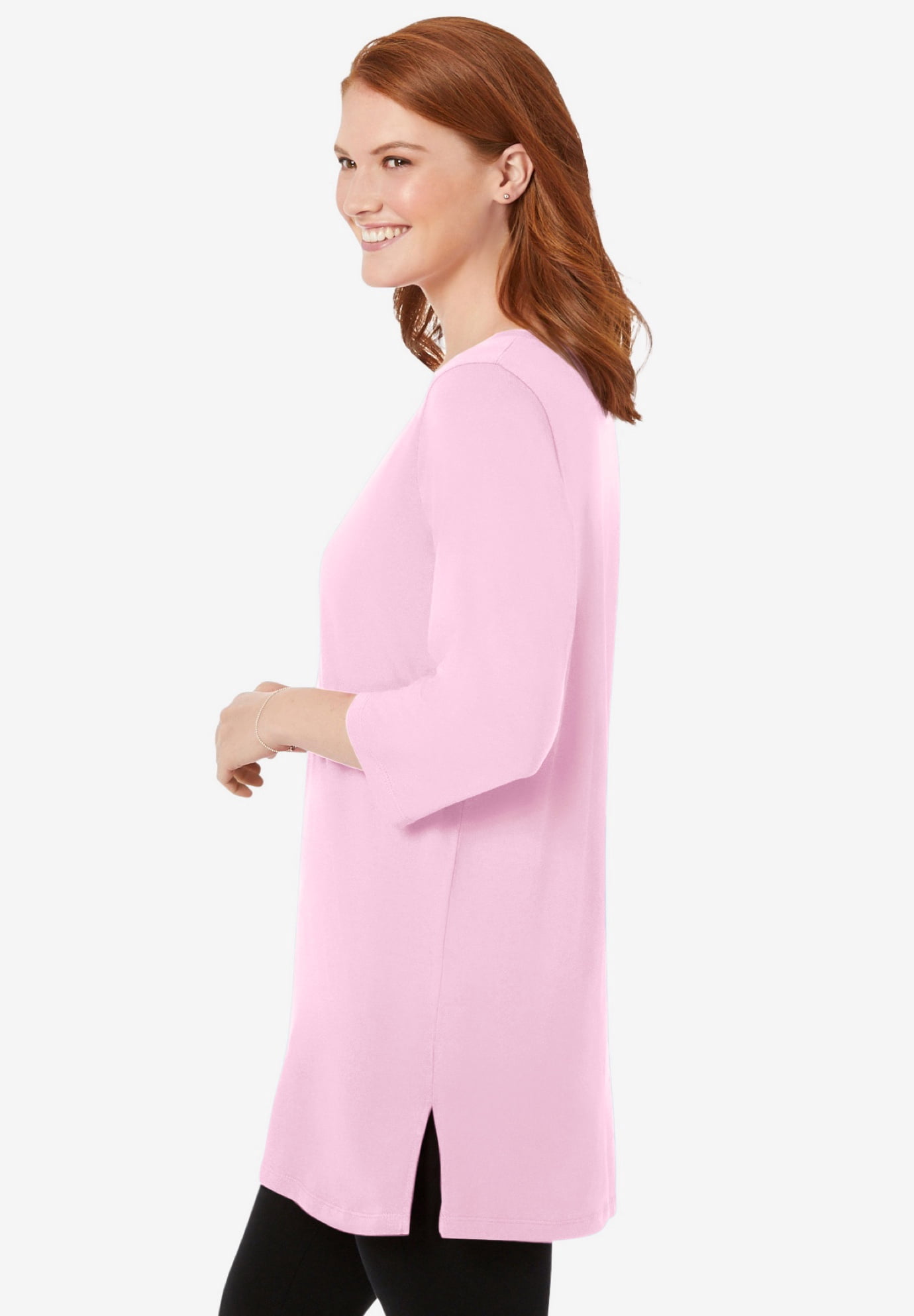 Plus Size Perfect Three-Quarter-Sleeve Scoopneck Tunic - image 3