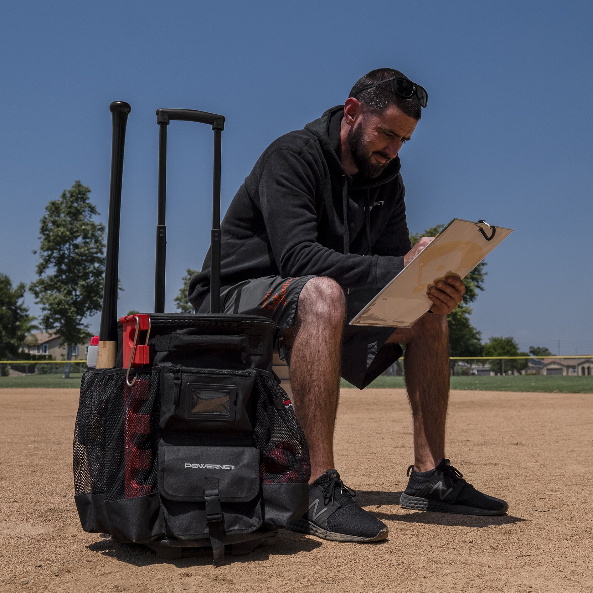 PowerNet 6 Gallon Bucket Organizer Cover, Softball & Baseball Buckets Multi-Pocket Organizer, Heavy Duty Zippers, All Terrain Wheels (Wheeled Caddy)