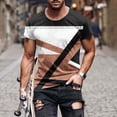 thumbnail image 2 of Penkiiy Mens T Shirt Casual Shorts Sleeves Round Neck Pullover Trendy 3D Printed Sports Fitness Blouse Plus Size Tops XL Coffee, 2 of 5