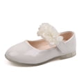 thumbnail image 4 of FSYBOA Girls Dress Shoes Size 11(Little Kids), Hook and Loop Strap Non Slip Soft Soled Solid Color Kids Flat Shoes White, 4 of 6