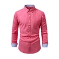 thumbnail image 3 of UVEASISHA Slim Fit Dress Shirts for Men Business Casual Office Shirt Cotton Long Sleeve Collared Shirts Solid Color Stylish Wedding Party Shirt Red 4XL, 3 of 7