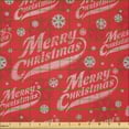 thumbnail image 2 of Ambesonne Winter Fabric by the Yard Microfiber, Vintage Merry Christmas Text, 5 Yards, Dark Pink and Baby Blue, 2 of 2