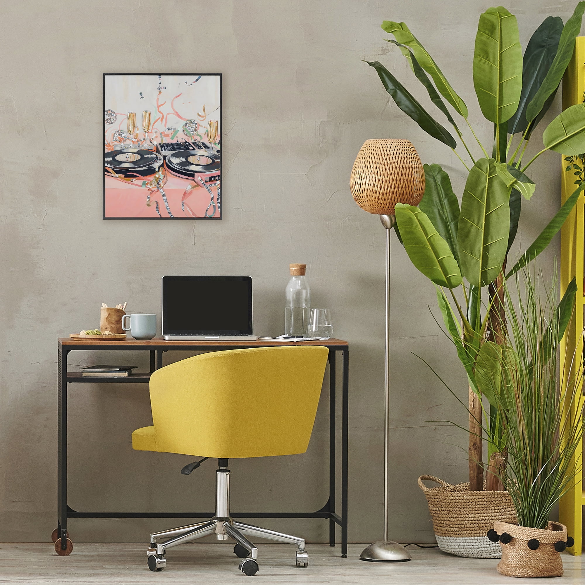 Stupell Industries Retro Turntable & Champagne Party Black Framed Giclee Art, design by The Prints Vibe