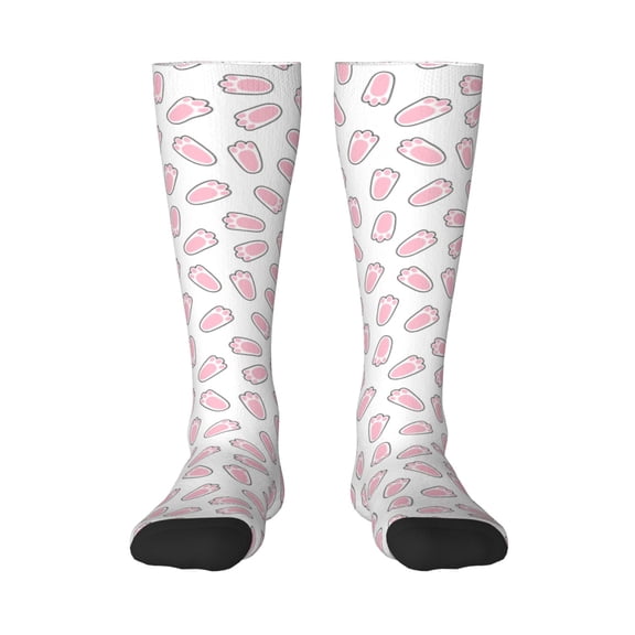 Naloa Easter bunny footprint Knee Socks, High Socks Long Stretchy Sock Women Knee High Stocking, Long Socks for Women
