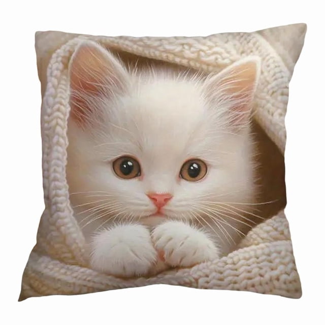 Housse de Coussin pour Chat, Imprimé Numérique, Ultra-Doux, Housse de Coussin Décorative pour Canapé à Domicile