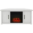 thumbnail image 2 of Crosley Furniture Camden 48"Wood Corner TV Stand with Fireplace in Whitewash, 2 of 3