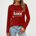 thumbnail image 2 of Love Heart Long Sleeve Shirts for Women Valentines Day T-Shirts Casual Fashion Tunic Basic Tee Tops, 2 of 4