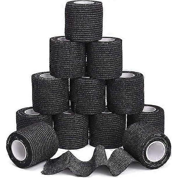 12PCS Self Adherent Bandage Cohesive Tape Roll, 2"x5yd / 5cmx4.5m First Aid Bandages, Stretch Athletic Wrap for Sports Wrist Ankle Sprain Swelling - B