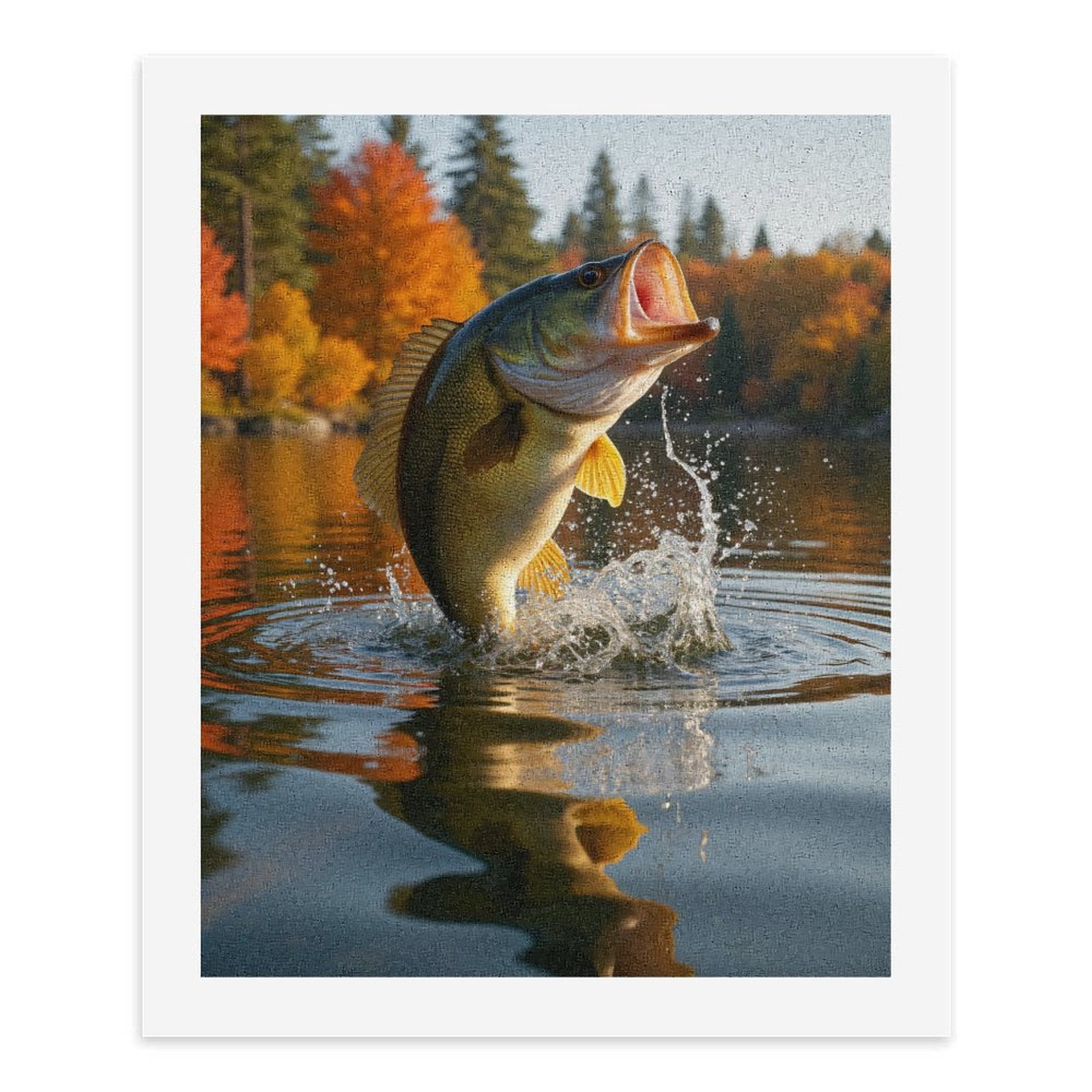 Paint By Numbers Kit for Adults Beginner - DIY Jumping Fish Autumn Lake Scene Canvas Painting Kits for Adults, Frameless Paint By Number for Adults for Home Wall Decor 16x20 Inch