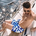 thumbnail image 2 of luoweisi Men's Beach Shorts Quick Dry Swim Trunks with Mesh Lining Blue and White Geometry XL, 2 of 5