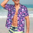 thumbnail image 7 of Pofeuu Skull Rainbow Mushroom Print Hawaiian Shirt for Men Sleeves Casual Button Down Summer Beach Dress Shirts T-Shirts,Large, 7 of 7