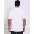 thumbnail image 3 of DARING DIVA Men's Jacquard Short Sleeve Button Down Collared Polo Shirts S White, 3 of 7