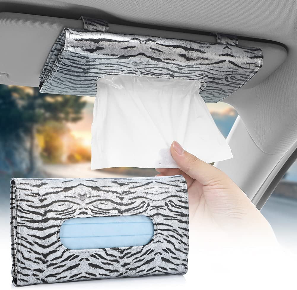 Tissue Holder for Car Mask Holder for Car Sun Visor Napkin Holder Car Napkin Case for Universal Vehicle Car Accessory PU Leather Tissue Box Holder for Car 